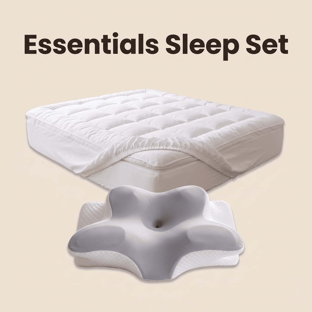 The Khozy™ Reverie Essentials Sleep Set — mattress topper and support pillow