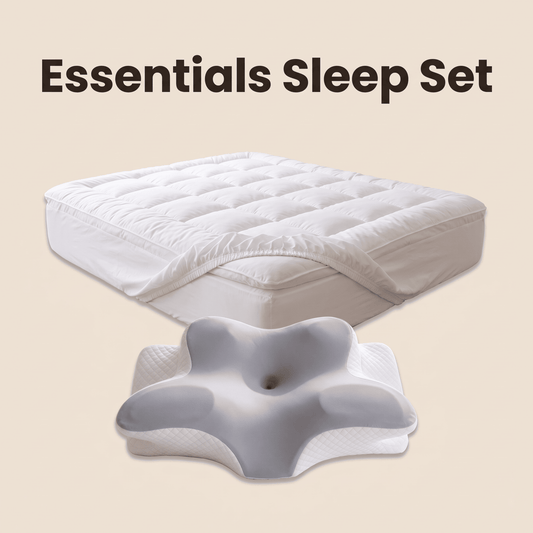 The Khozy™ Reverie Essentials Sleep Set — mattress topper and support pillow