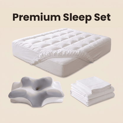 The Khozy™ Reverie Premium Sleep Set — mattress topper, support pillow and bed linen